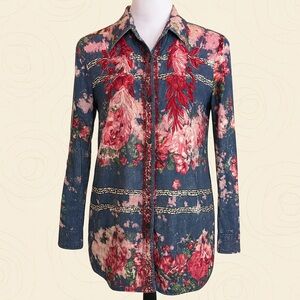 Floral Embroidered Button Down Shirt